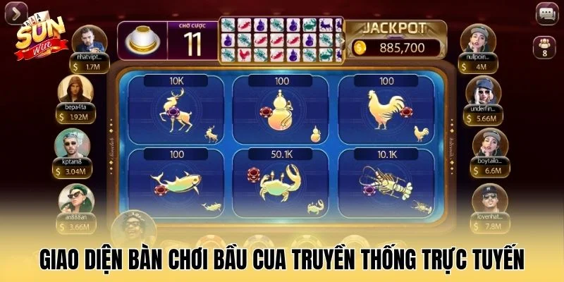 Giao diện bàn chơi bầu cua truyền thống trực tuyến