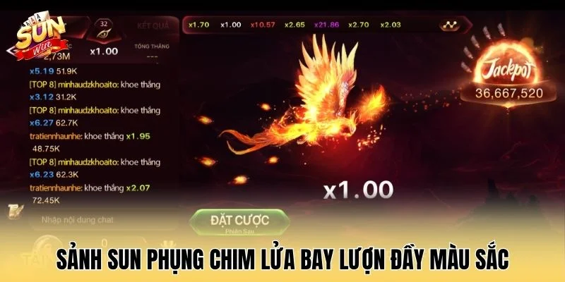 Sảnh Sun Phụng chim lửa bay lượn đầy màu sắc